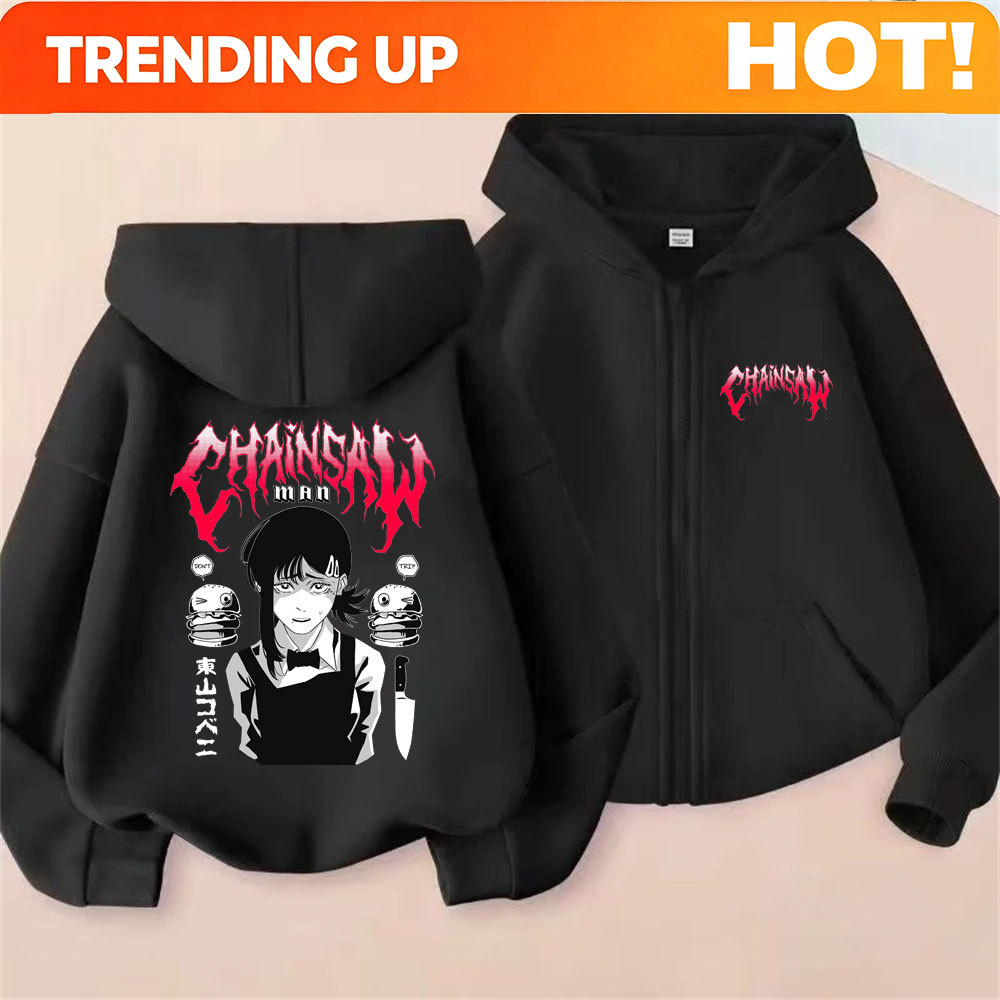 Mens Fashion Zip Up Hoodies - Custom Custom Anime Chainsaw Man Higashiyama