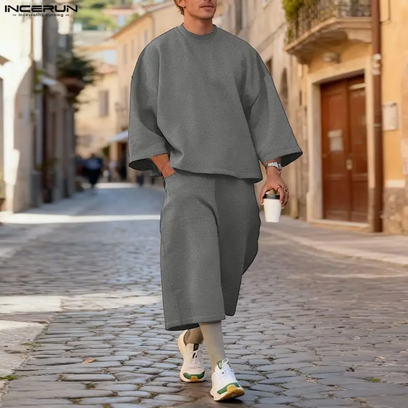 Men'S Fashion Tips - INCERUN Men Sets Solid Color Baggy