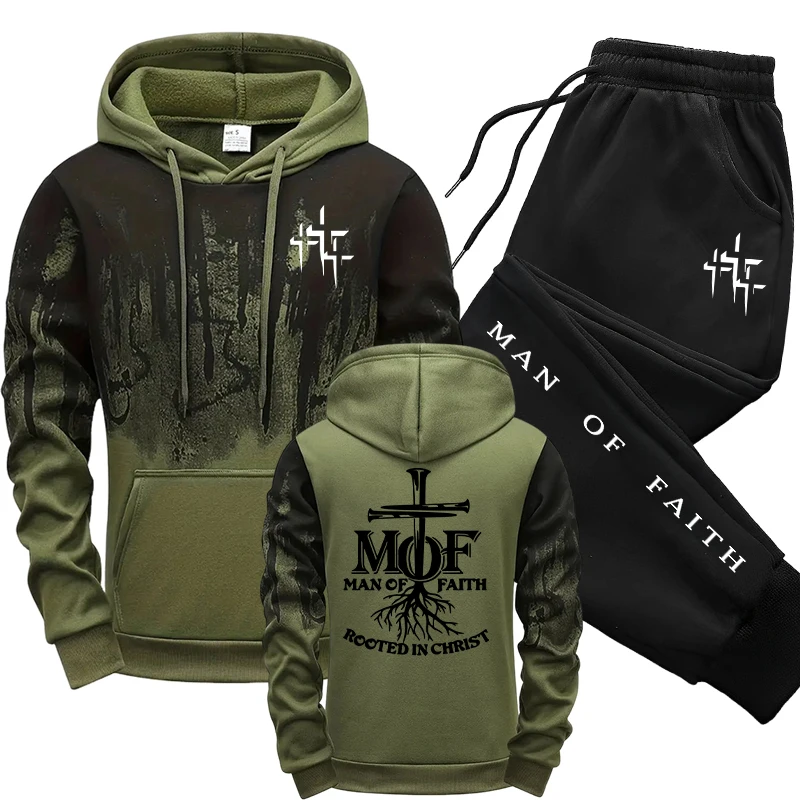 Men'S Fashion Outfits 2026 - Man of Faith Men's Tracksuit Hoodie&sweatpants