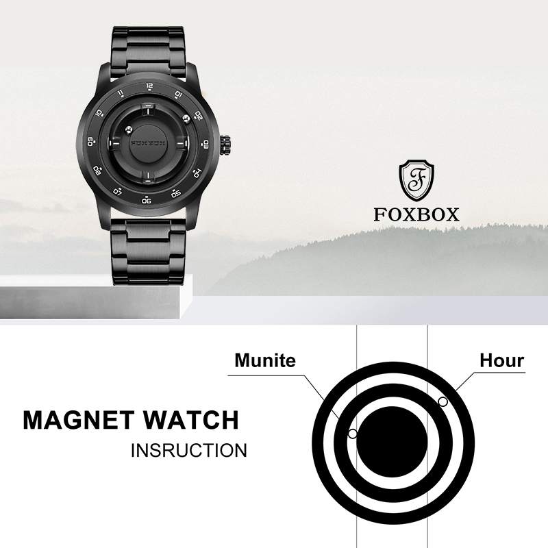 Mens Fashion Watch - LIGE FOXBOX Fashion Man Magnetic Watch