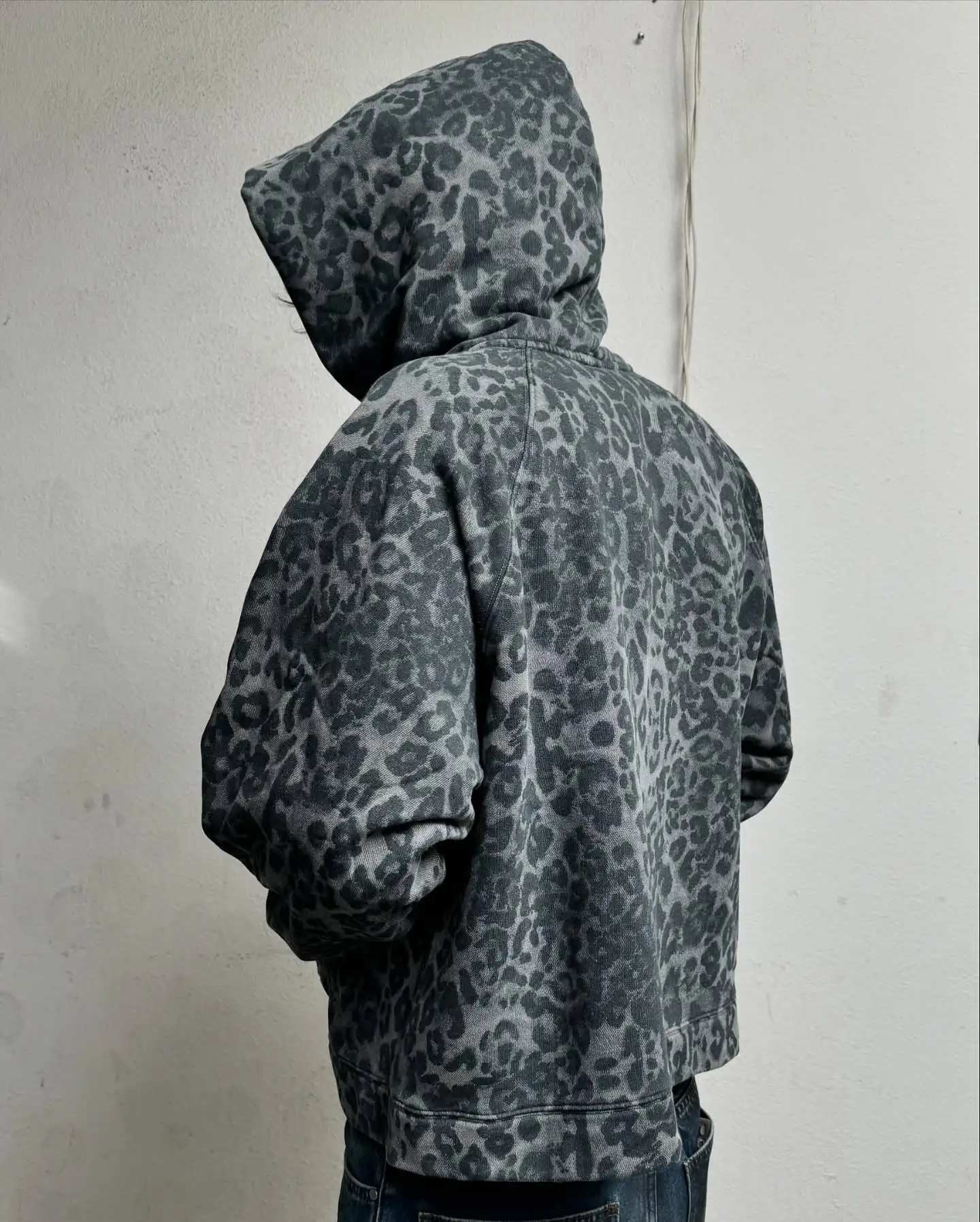 Retro Y2K Leopard Print Zipper - Mens Fashion Zip Up Hoodies ulasan dan harga