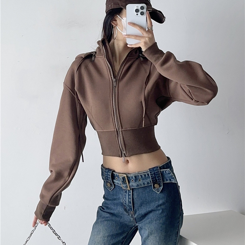 Women Crop Hoodie Sweatshirts  - Mens Fashion Zip Up Hoodies ulasan dan harga