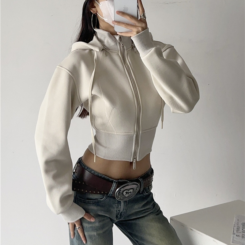 Women Crop Hoodie Sweatshirts  - Mens Fashion Zip Up Hoodies ulasan dan harga