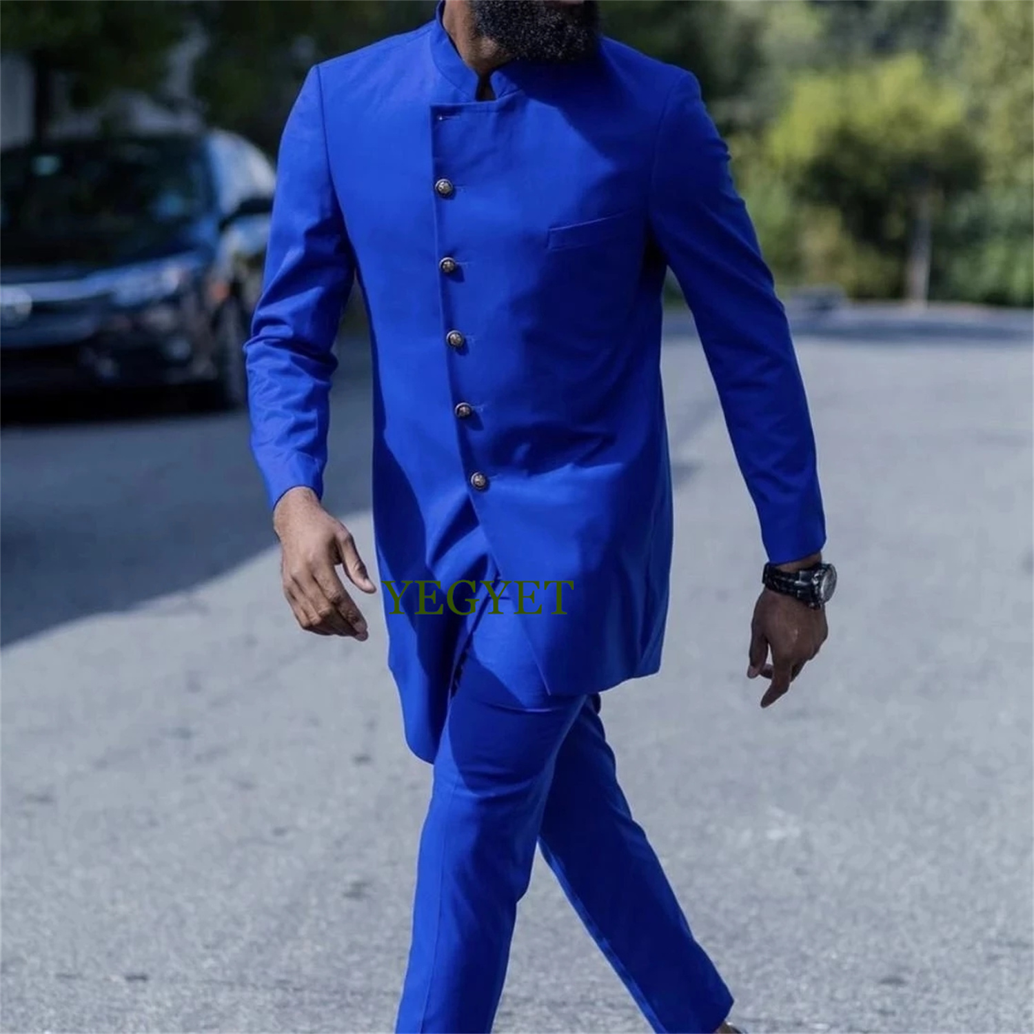 Customized Royal Blue Slim Fit - Slim Fit Blazer Men ulasan dan harga