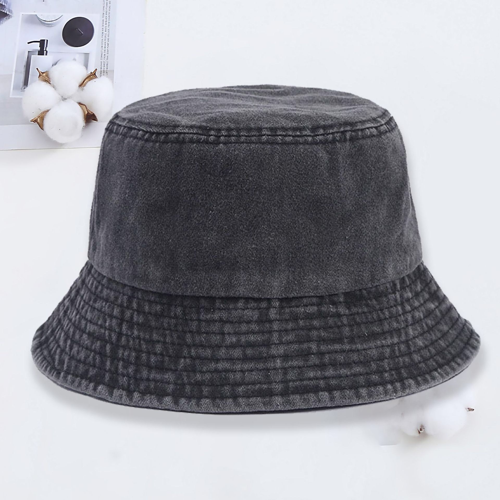 Custom Logo Denim Bucket Hat F - Men'S Fashion Logo ulasan dan harga