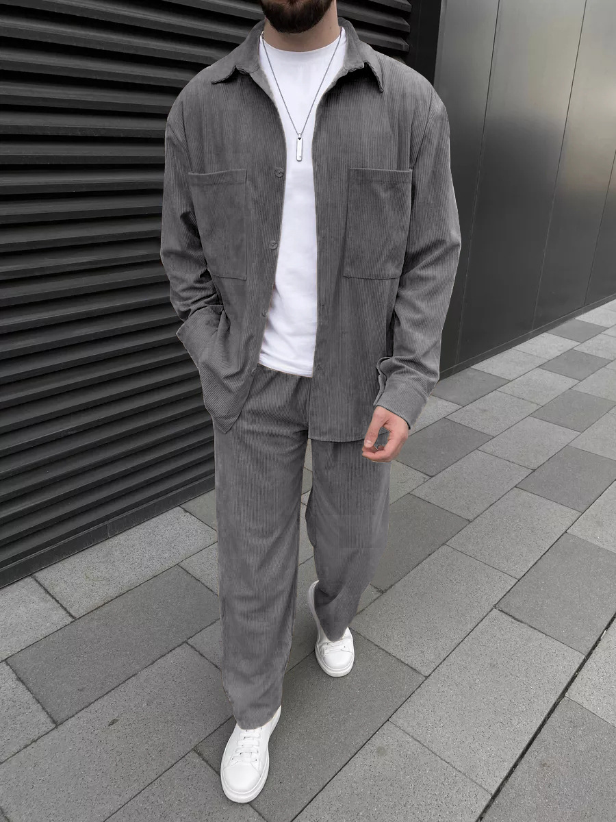 Men's Corduroy Two-Piece Outfi - Quality Men'S Fashion ulasan dan harga