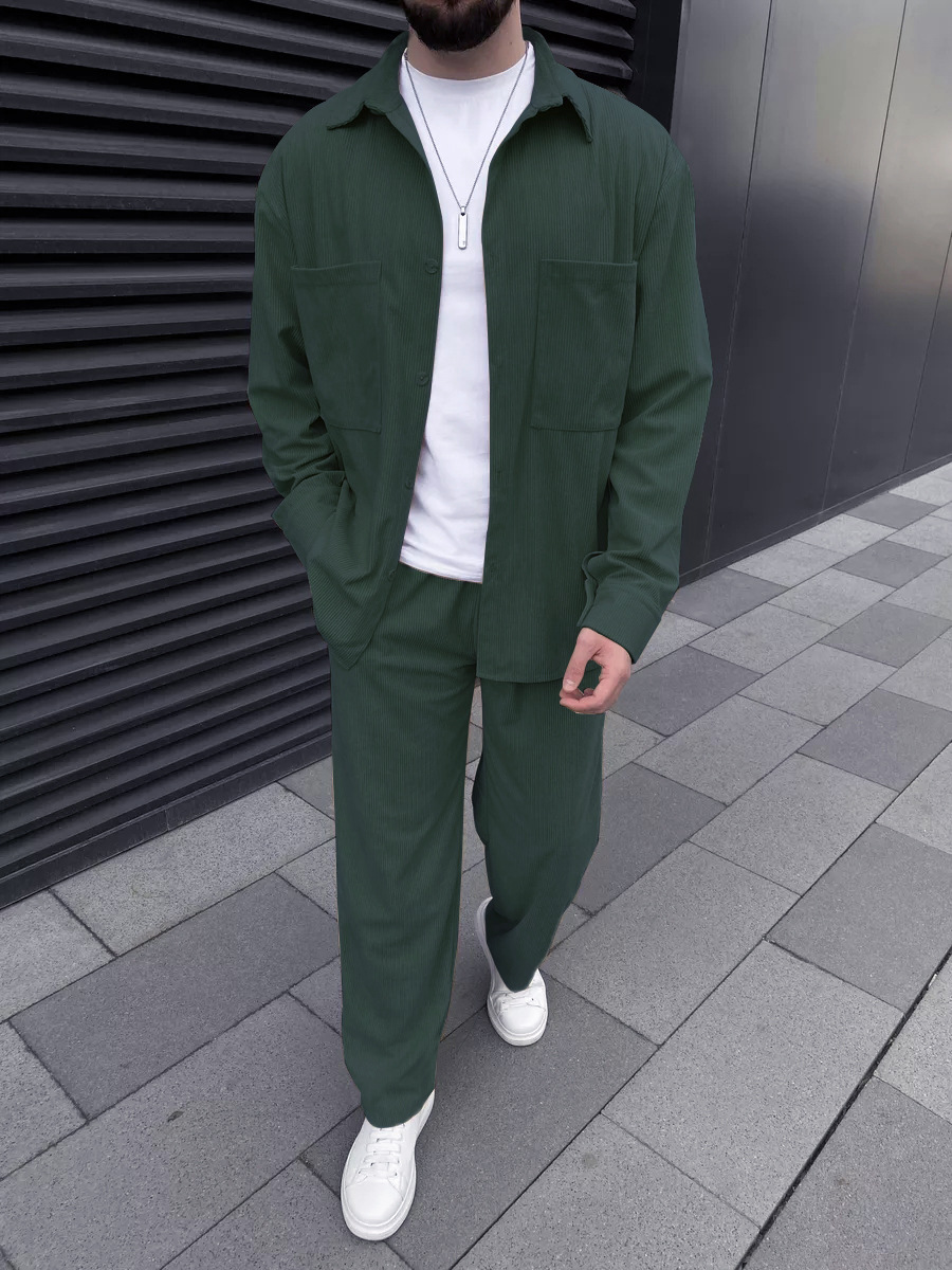 Men's Corduroy Two-Piece Outfi - Quality Men'S Fashion ulasan dan harga