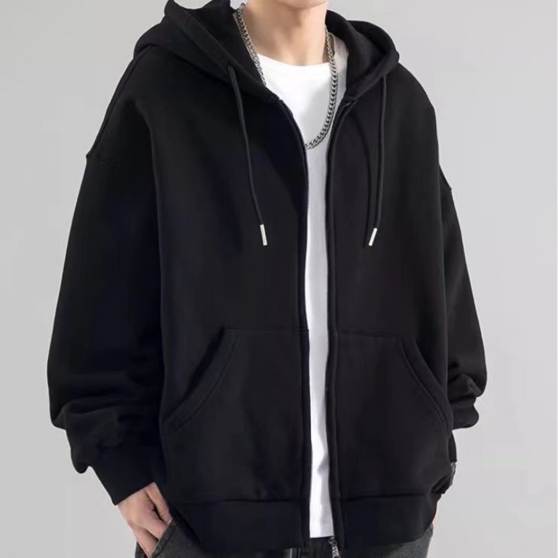 Fashion Casual Black Gray Blue - Mens Fashion Zip Up Hoodies ulasan dan harga