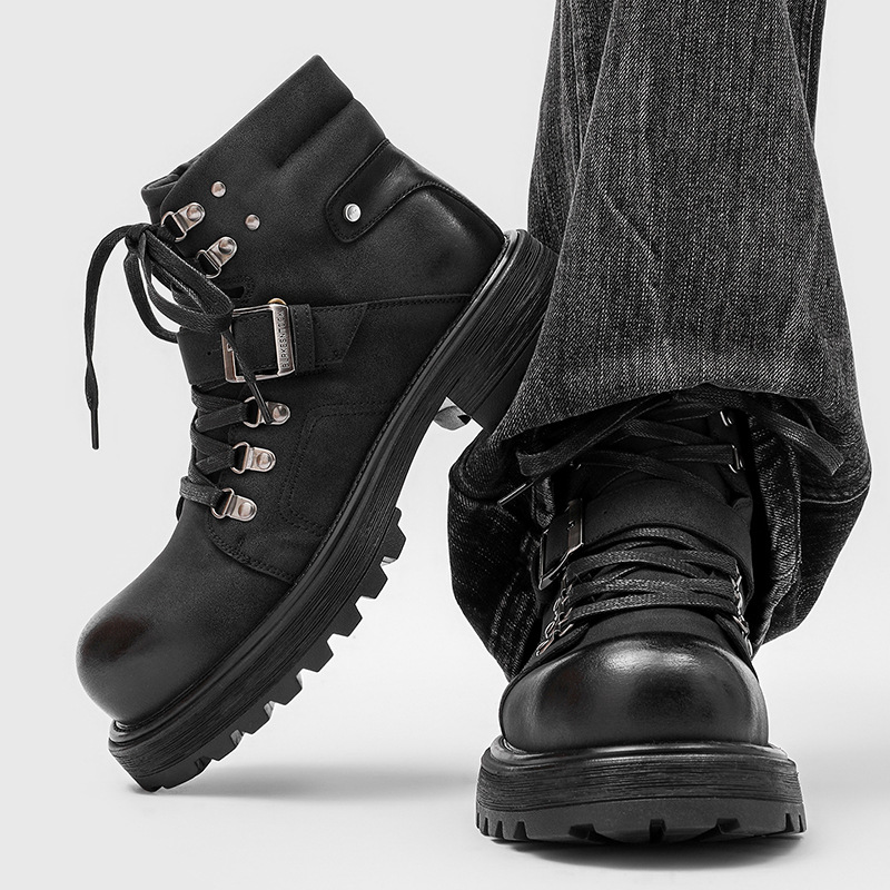 Brand Men Leather Boots Motorc - Men'S Fashion Luxury Brands ulasan dan harga