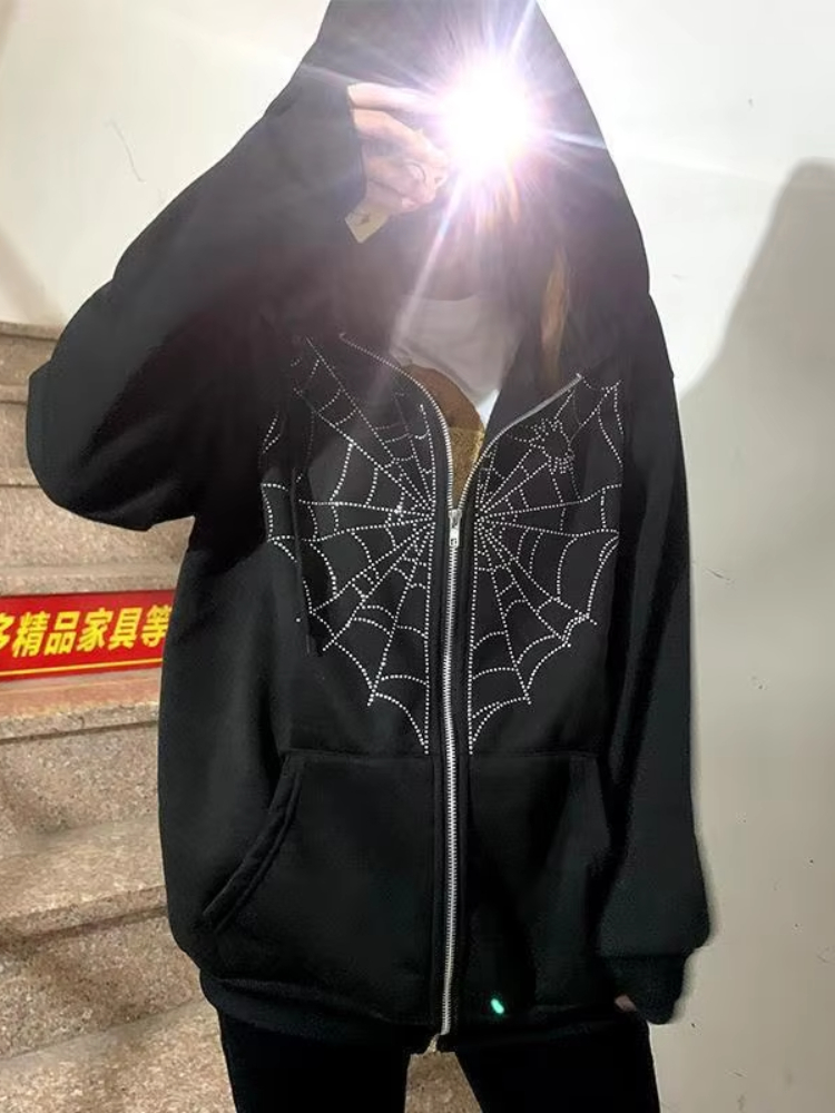 Punk Y2K Oversized Zip Up Hood - Mens Fashion Zip Up Hoodies ulasan dan harga