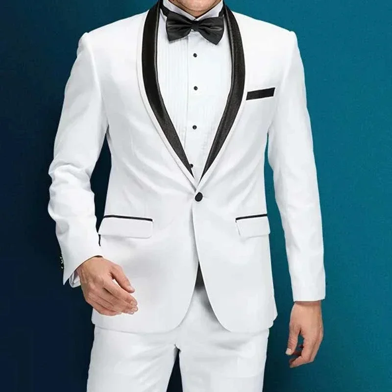 Elegant White Formal Wedding M - Slim Fit Blazer Men ulasan dan harga