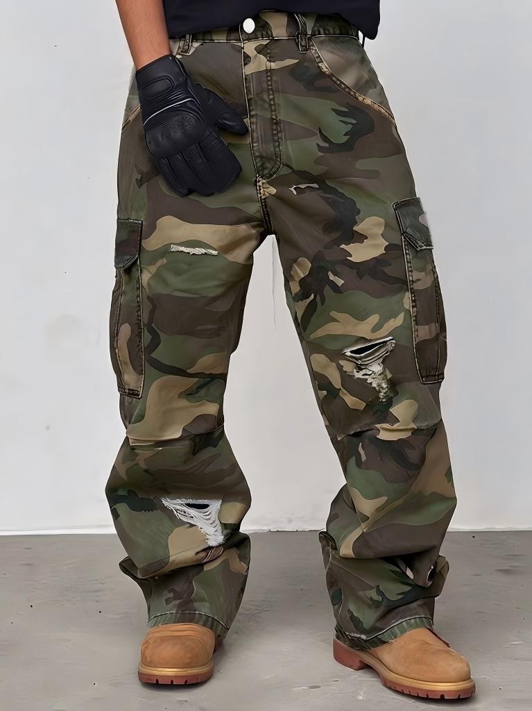 【HME】Men's jeans | Men Wide Fl - Mens Fashion Camo Pants ulasan dan harga