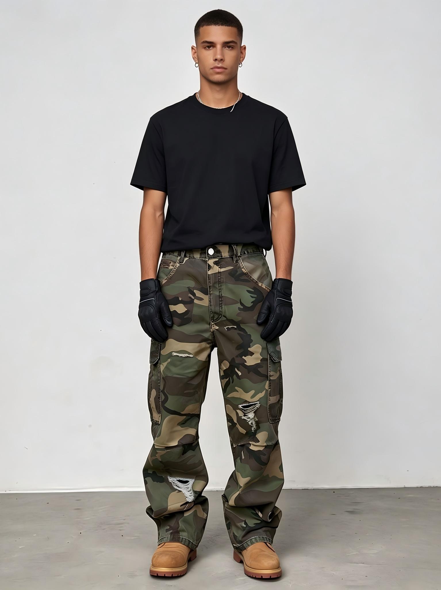 【HME】Men's jeans | Men Wide Fl - Mens Fashion Camo Pants ulasan dan harga