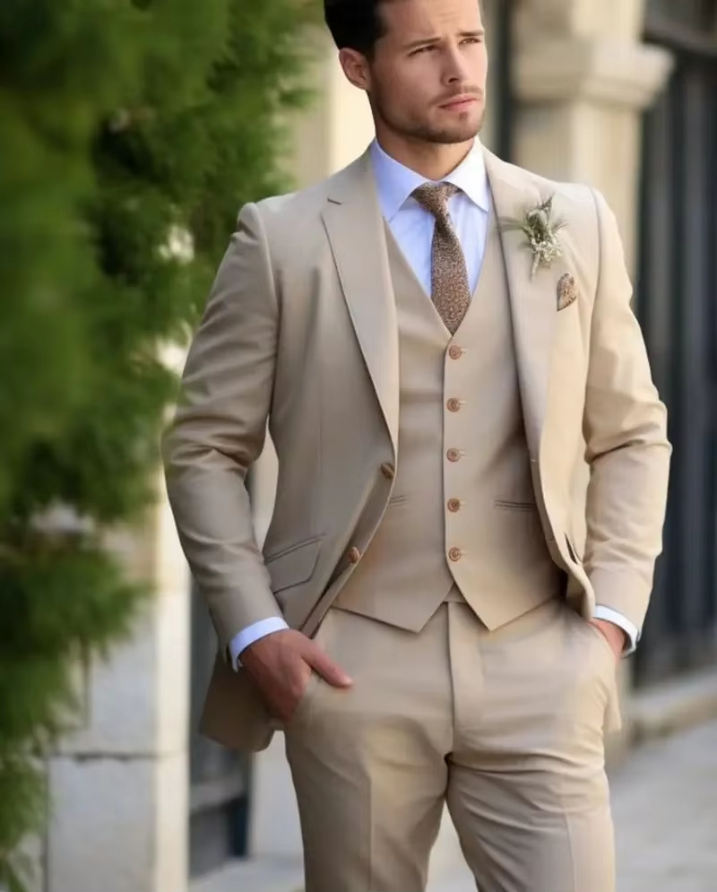 khaki Elegant Men Suits Smart  - Slim Fit Blazer Men ulasan dan harga