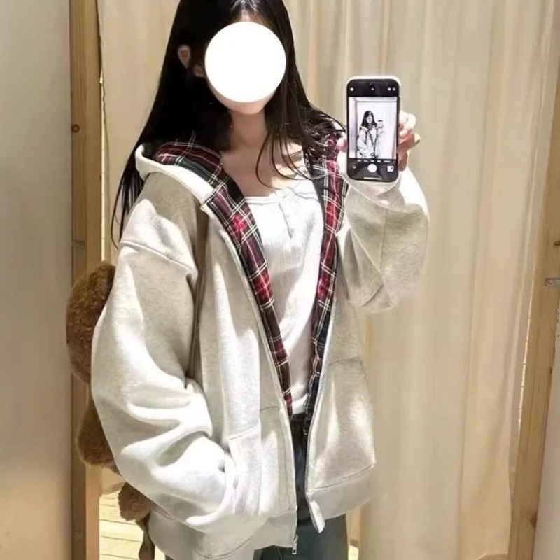2026 Autumn New Plaid Lining S - Mens Fashion Zip Up Hoodies ulasan dan harga