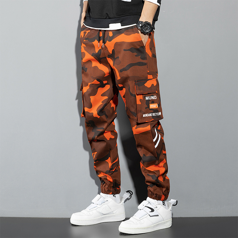 Orange Cargo Pants Men Hip Hop - Mens Fashion Camo Pants ulasan dan harga