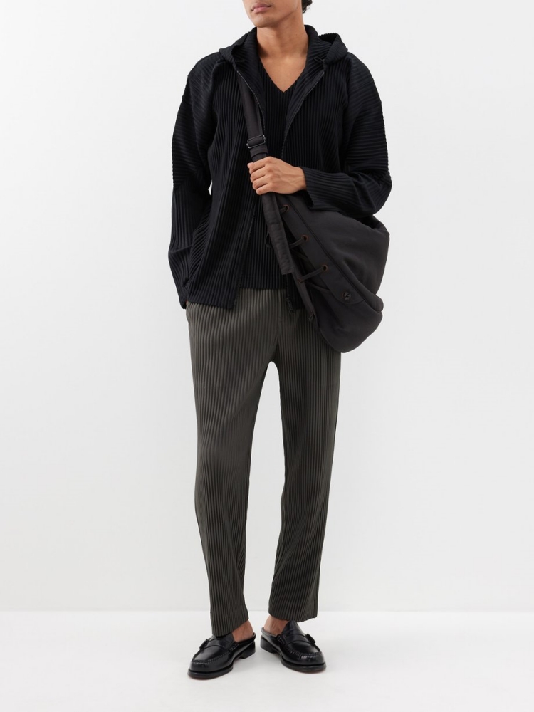 Miyake Pleated Men Zip-up Plis - Mens Fashion Zip Up Hoodies ulasan dan harga